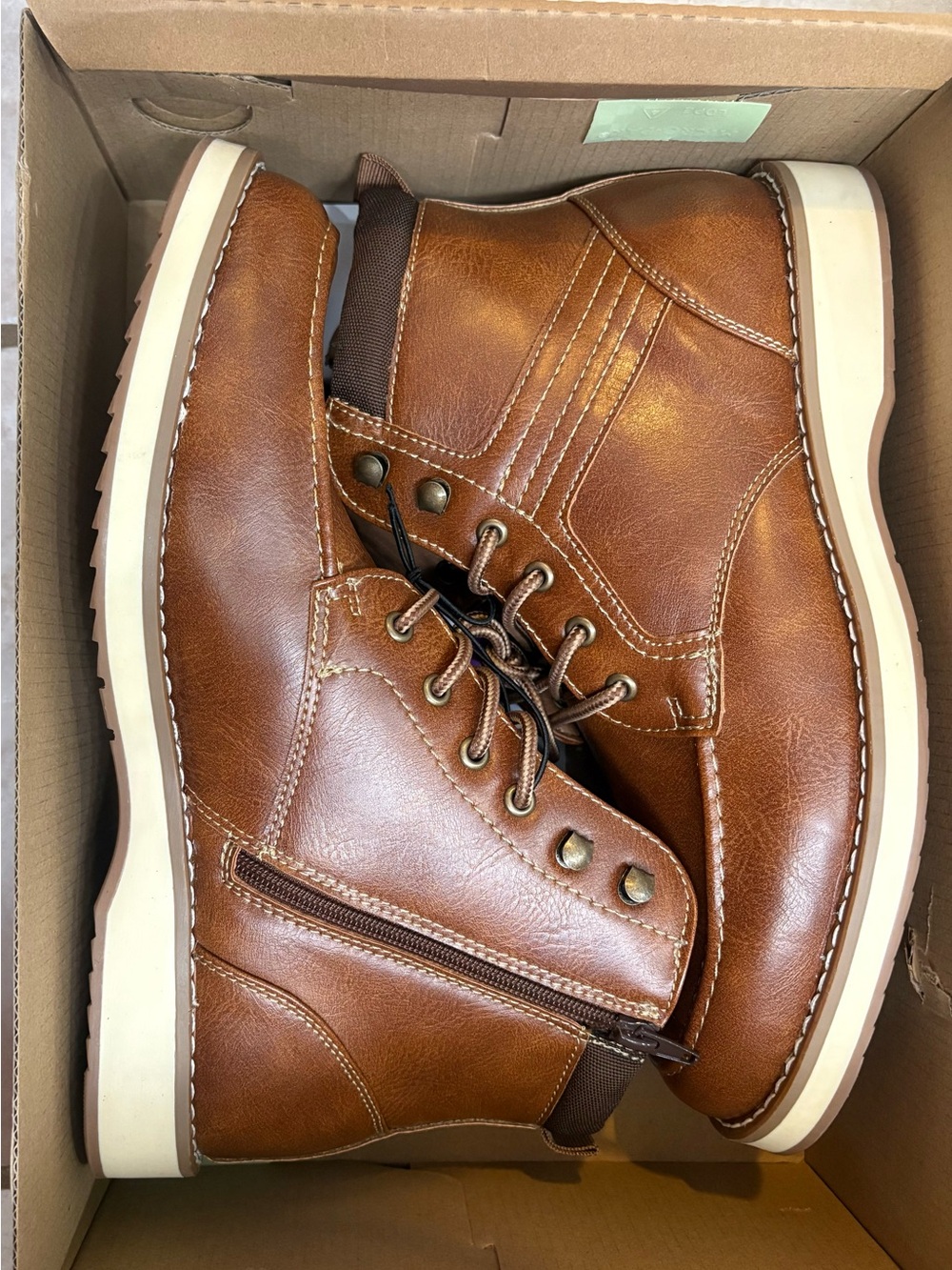 Steve Madden Men's Brown Lace-Up Side-Zip Boots